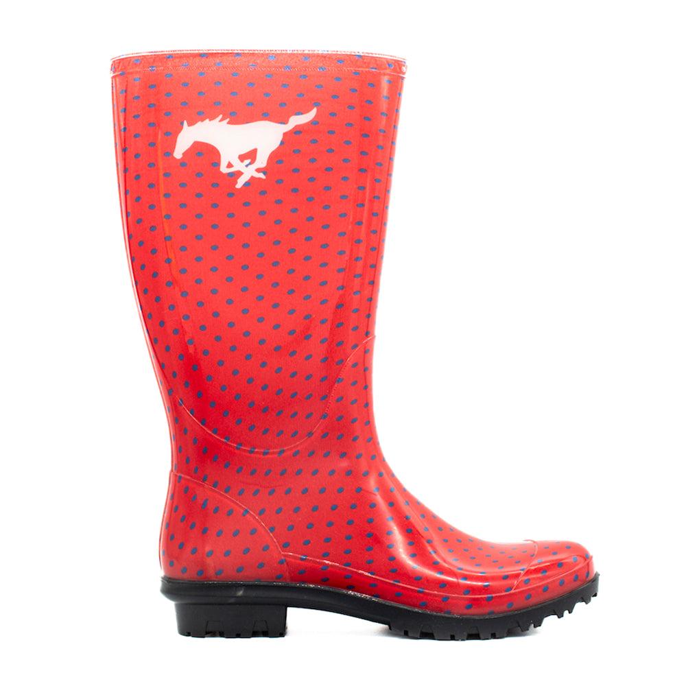 Gameday Boots Southern Methodist University Polka Dot Round Toe Rain Boots