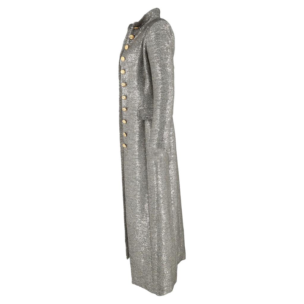 Alessandra Rich Sequinned Coat in Silver Sequins