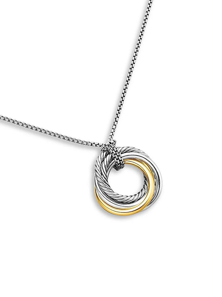 David Yurman Crossover Pendant Necklace in Sterling Silver with 14K Yellow Gold, 28mm 5