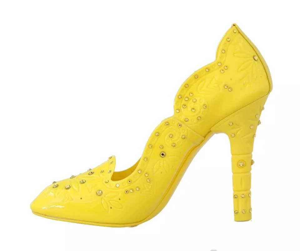 Dolce & Gabbana Dolce & Gabbana Yellow Crystal Heels CINDERELLA Shoes 5