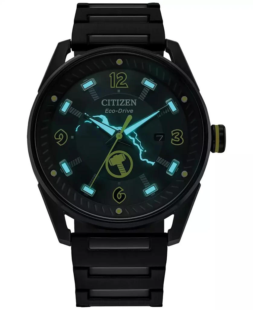 Citizen Citizen Men's Eco-Drive Marvel Thor Black Ion-Plated Stainless Steel Bracelet Watch 42mm 4