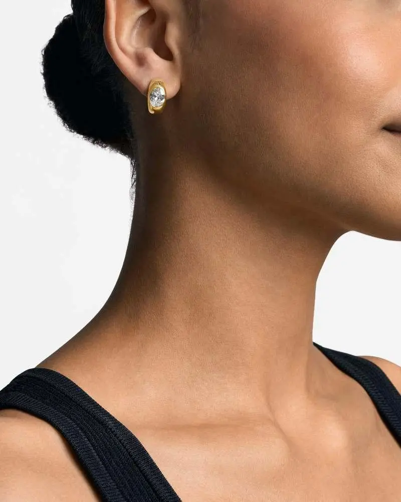 Michael Kors Michael Kors Women's 14k gold-plated brass oval stone hoop earrings, mkj8478710 in gold