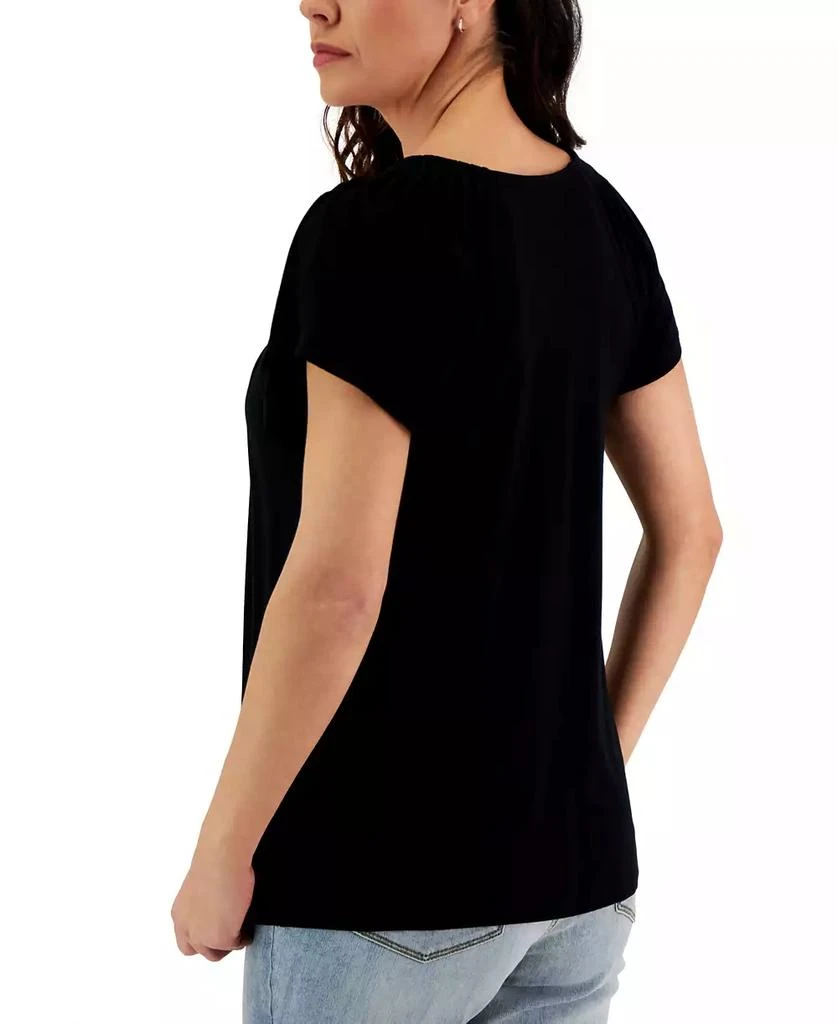 Style & Co Women's Pleated-Neck Short-Sleeve Top, Regular & Petite, Created for Macy's 2