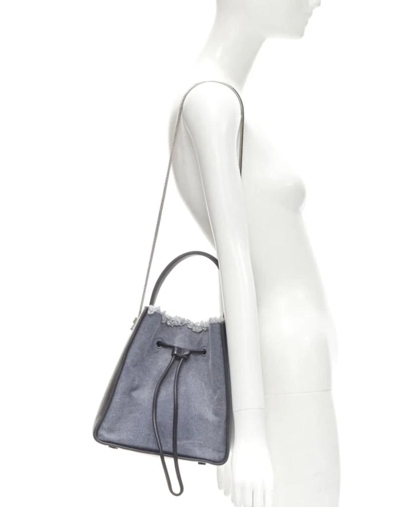 3.1 Phillip Lim 3.1 PHILLIP LIM Soleil blue denim black leather drawstring top handle bucket bag 2