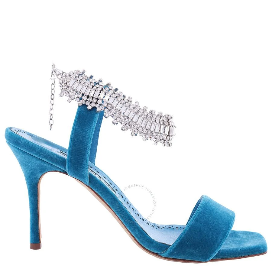 Manolo Blahnik Blue Parinasan Crystal Strap Sandals 1