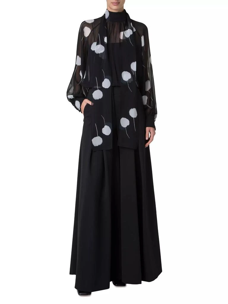 Akris Dandelion Silk-Georgette Bow Turtleneck Blouse 2