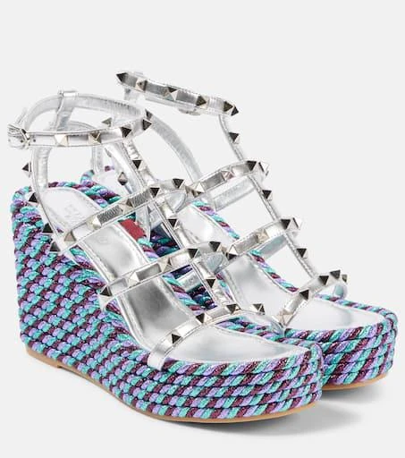 Valentino Rockstud leather espadrille wedges 1