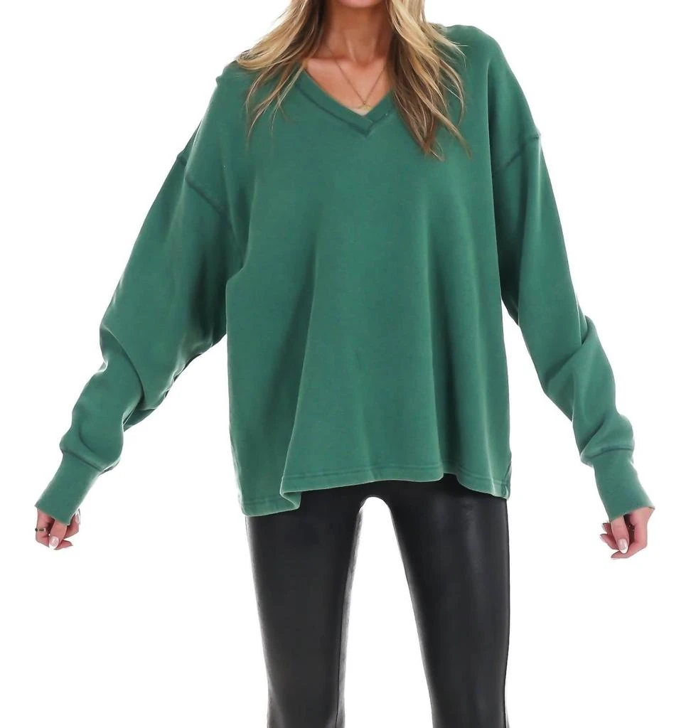 HYFVE Urban Fade Oversized V-Neck Sweatshirt In Dark Green