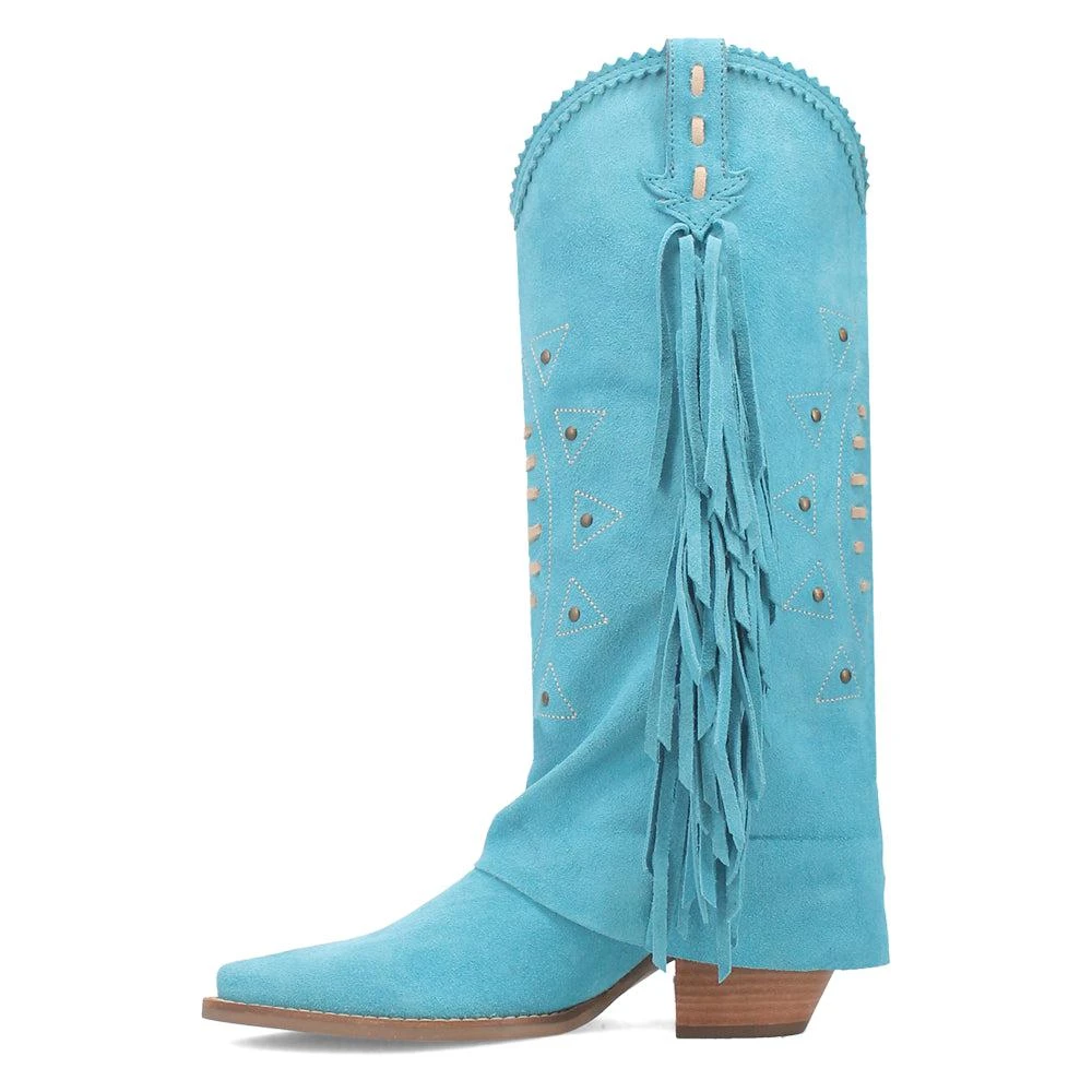 Dingo Spirit Trail Studded Embroidered Fringe Snip Toe Pull On Cowboy Boots 3
