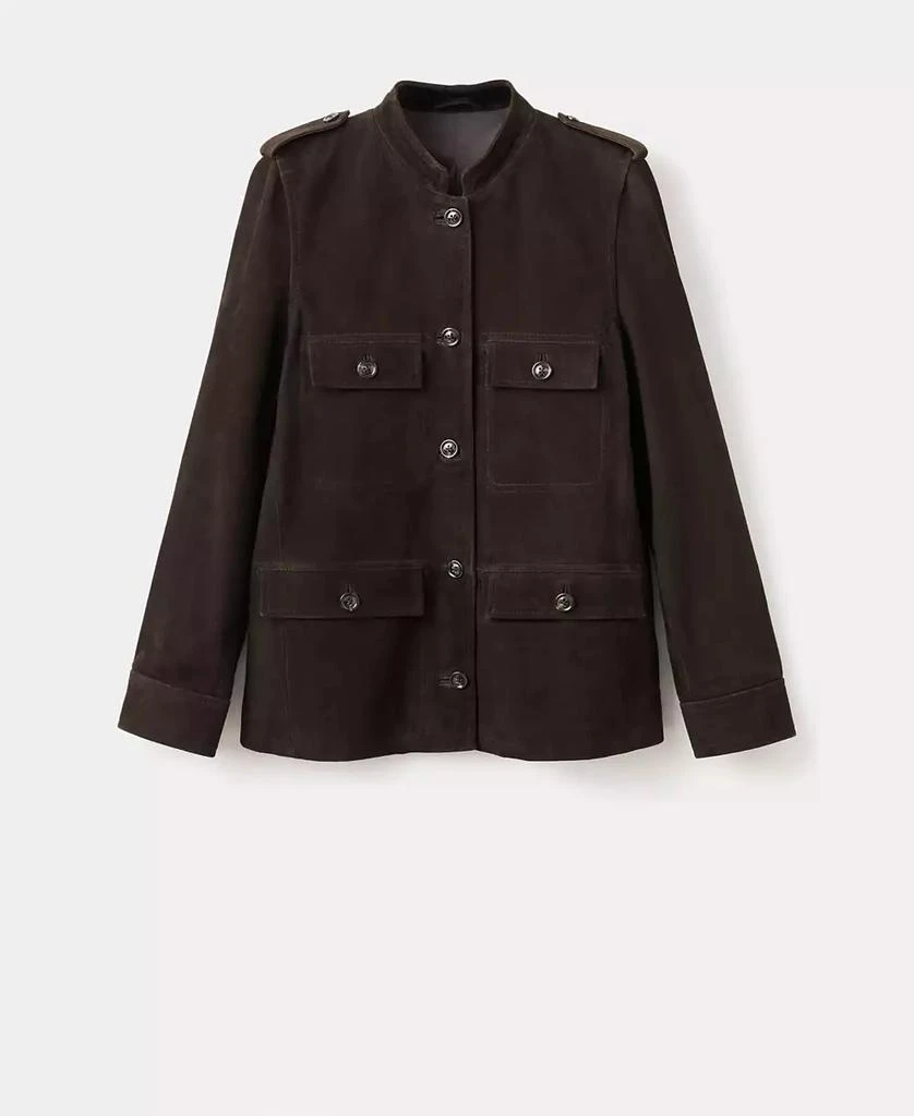 Mango Women
s Band Collar Suede Jacket