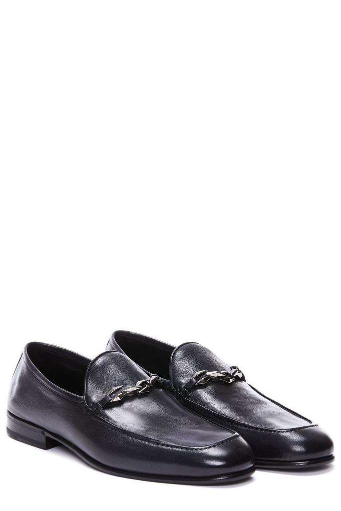 MARTI REVERSE | Black Buffalo Leather Loafers with Chain