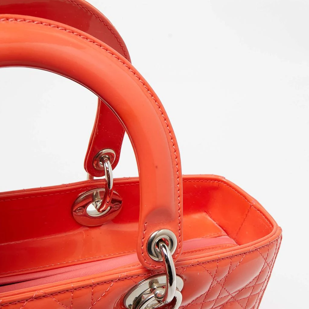 Dior Dior Orange Cannage Patent Leather Large Lady Dior Tote 7