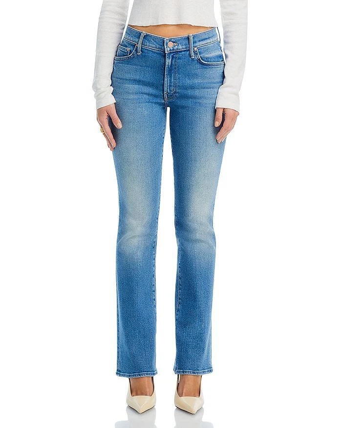 MOTHER MOTHER The Lil' Outsider Petites Mid Rise Sneak Jeans in Flag Me Down 7