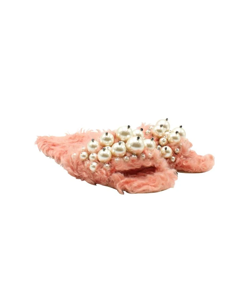 Miu Miu Pearl Embellished Slides in Pink Faux Fur 3
