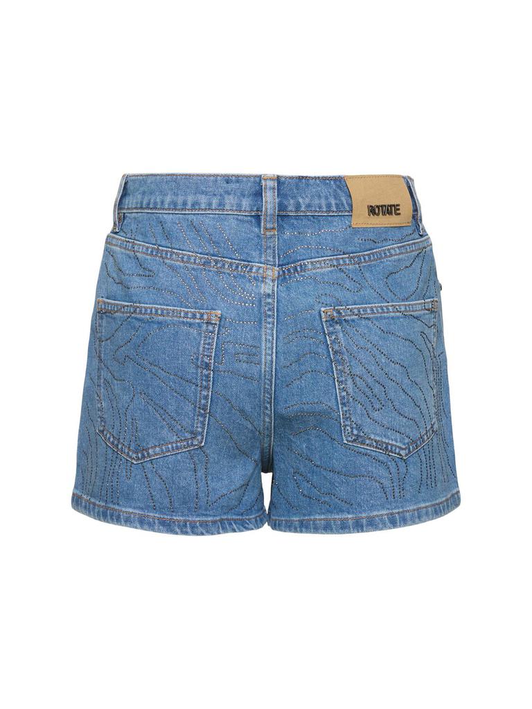 【関税&送料込】Rotate Birger Christensen Denim Shorts Rotate Birger Christensen Crystal-embellished Stretch-denim