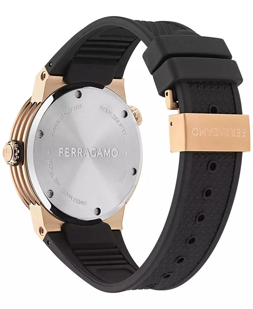 Salvatore Ferragamo Men's Swiss F-80 GMT Worldtime Black Silicone Watch 43mm 3