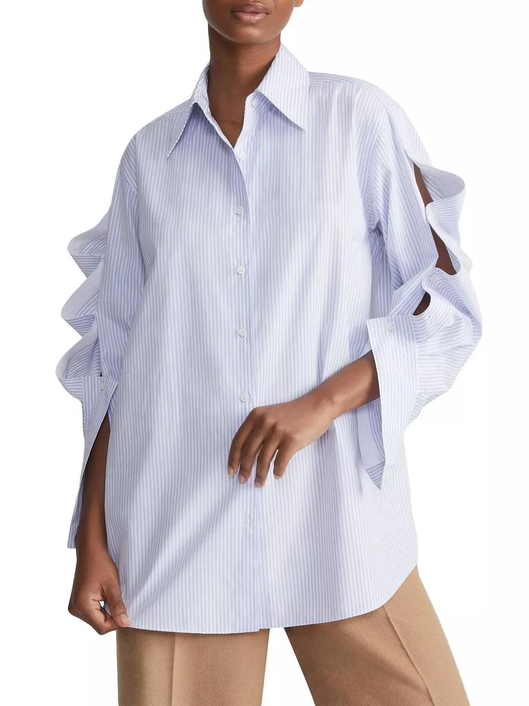 Lafayette 148 New York Striped Cotton Poplin Oversized Shirt 5