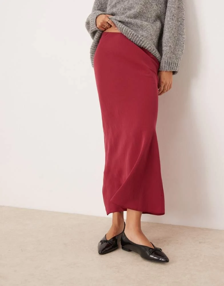 ASOS ASOS DESIGN soft touch bias midi skirt in red 1