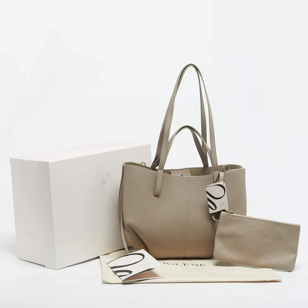 Polène Polène Grey Leather Mini Cyme Tote 9