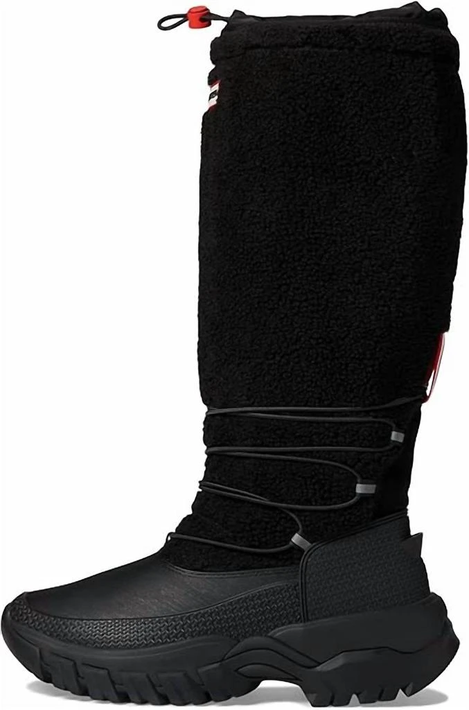 Hunter Women's Wanderer Tall Sherpa Snow Boots In Black 2