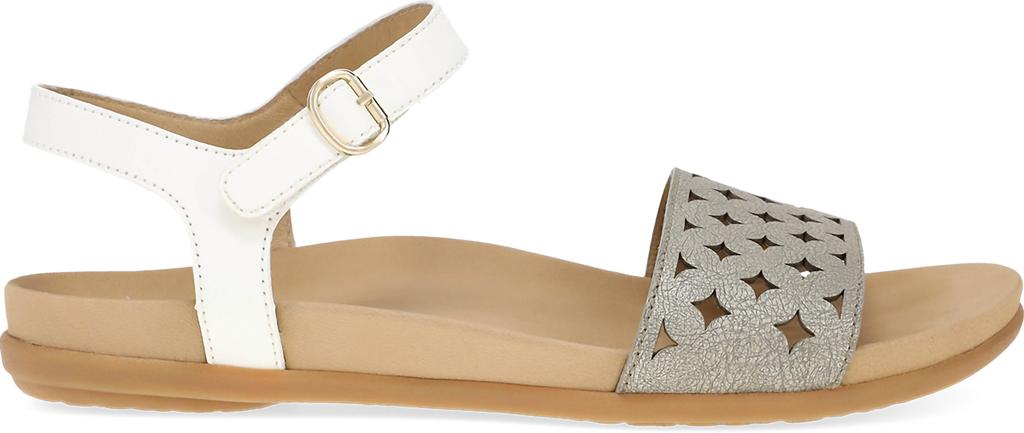 Dansko Women's Jodie Leather Sandal In Platino/white