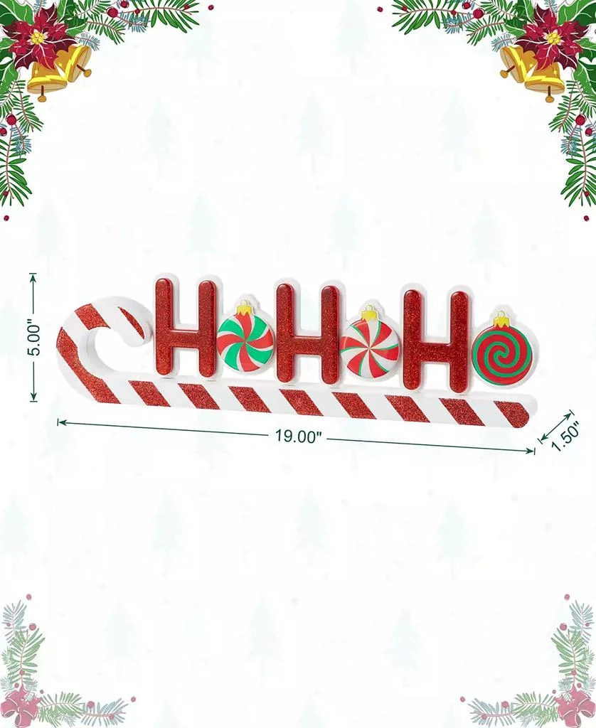 Glitzhome 19" Christmas Wooden Epoxy HOHOHO Candy Cane Table Décor 8