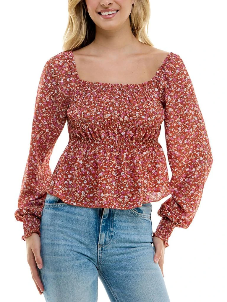 Ultra Flirt Juniors Womens Floral Ruffled Off The Shoulder 6