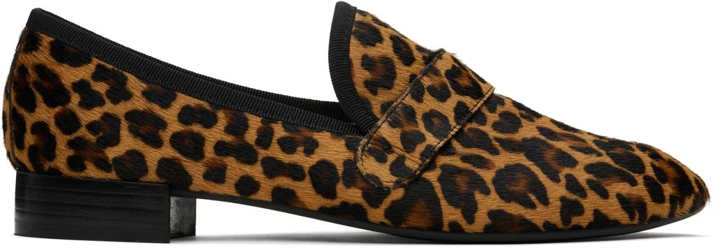 Repetto Tan & Black Michael Animal Print Rubber Sole Loafers 1