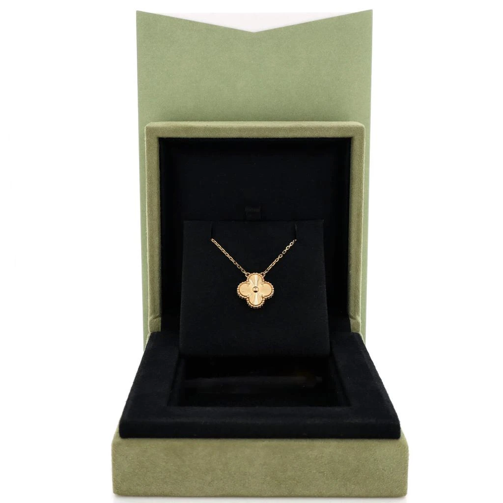 Van Cleef & Arpels Vintage Alhambra Pendant Necklace Guilloche 18K Yellow Gold 2