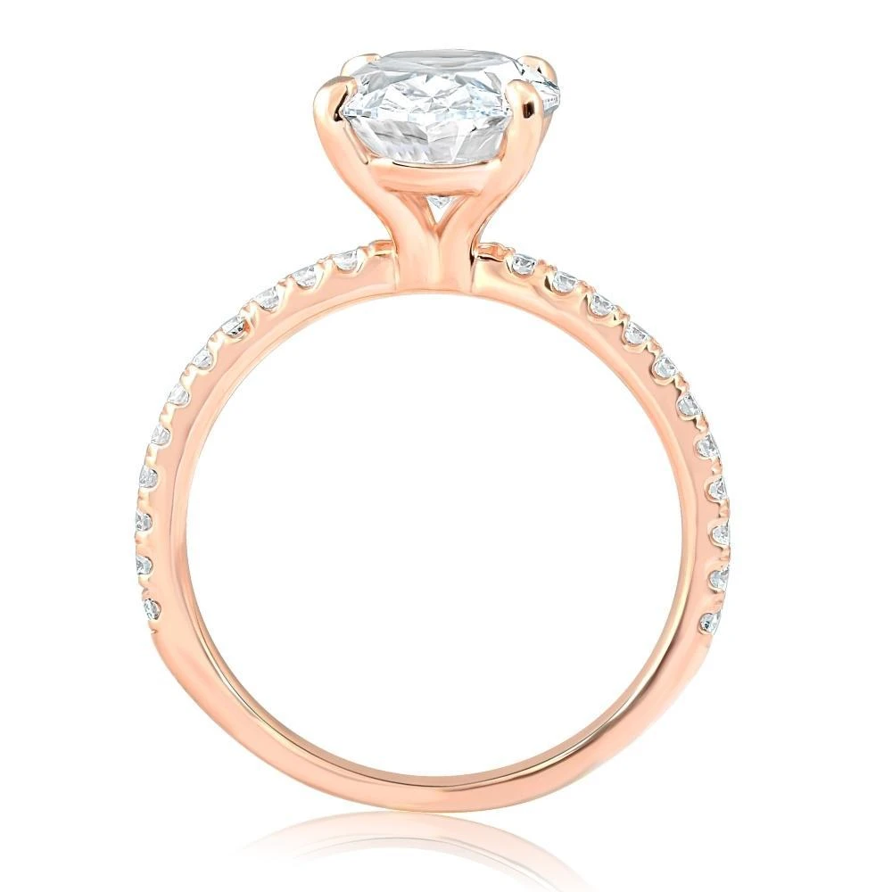 Pompeii3 2 1/2Ct Oval Diamond & Moissanite Engagement Ring 14k Rose Gold 2