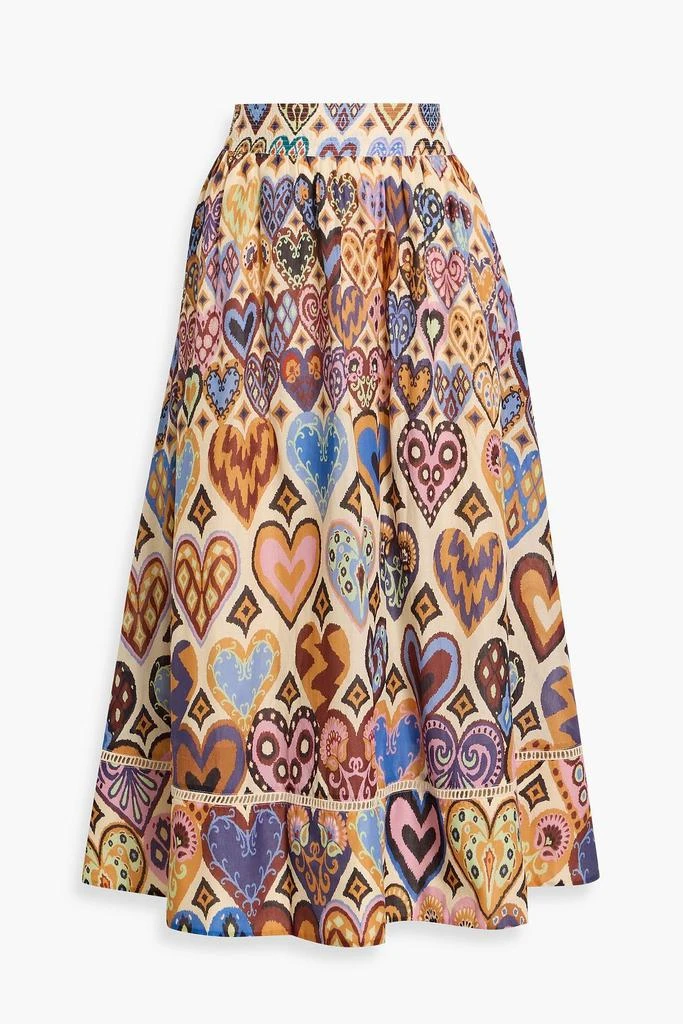 Farm Rio Printed cotton-voile midi skirt 1