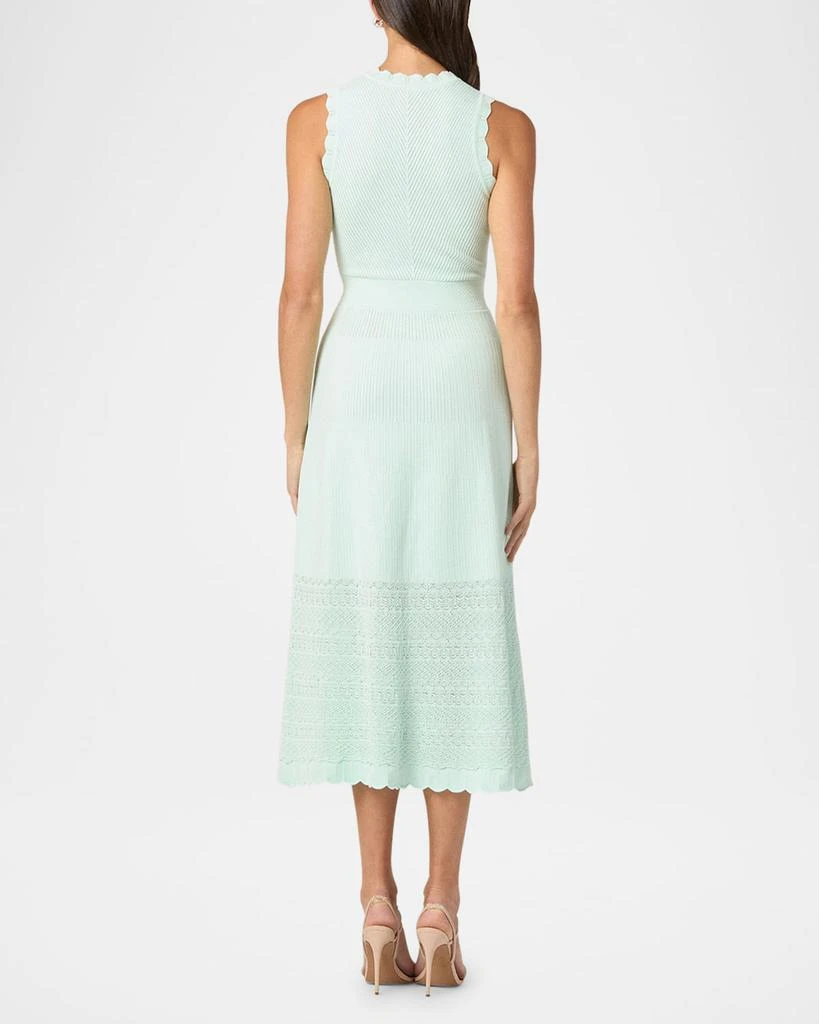 Brooke Spearmint Scalloped Pointelle-Knit Midi Dress L / Spearmint