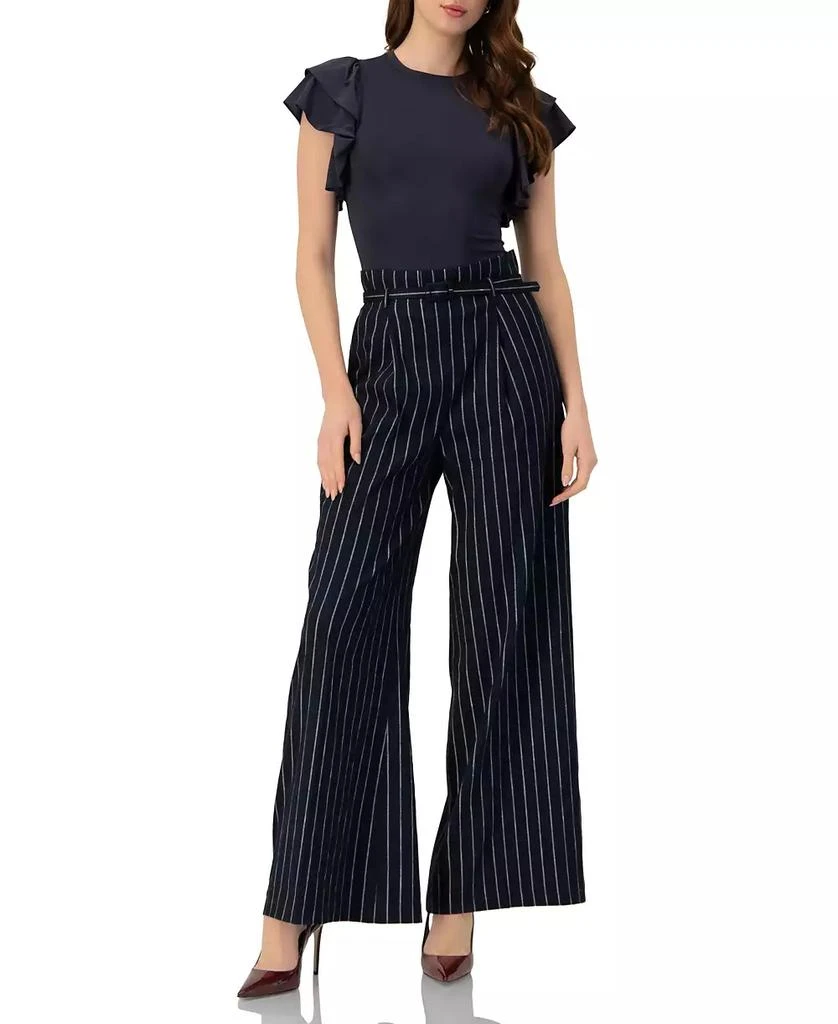 Ivonne Women
s Striped Wide-Leg Trousers with Belt 4