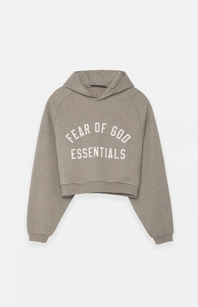 Essentials Women's Heather Grey Cropped Hoodie 1