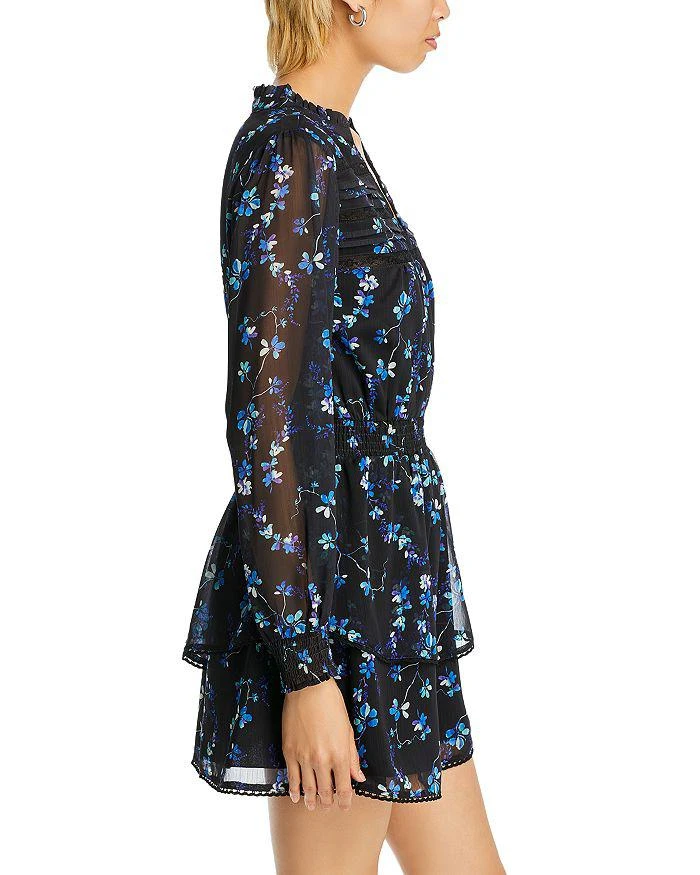 AQUA V Neck Long Sleeved Floral Print Dress - Exclusive 5