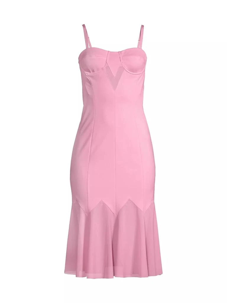 Victor Glemaud Chiffon-Paneled Bustier Midi-Dress 1