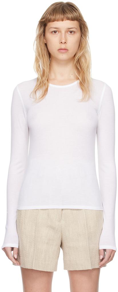 HOUSE OF DAGMAR White Round Neck Long Sleeve T-Shirt