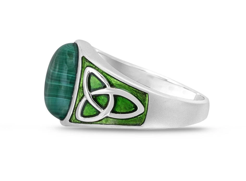 Monary Malachite Cabochon Flat Back Stone Signet Ring in Sterling Silver with Enamel 3