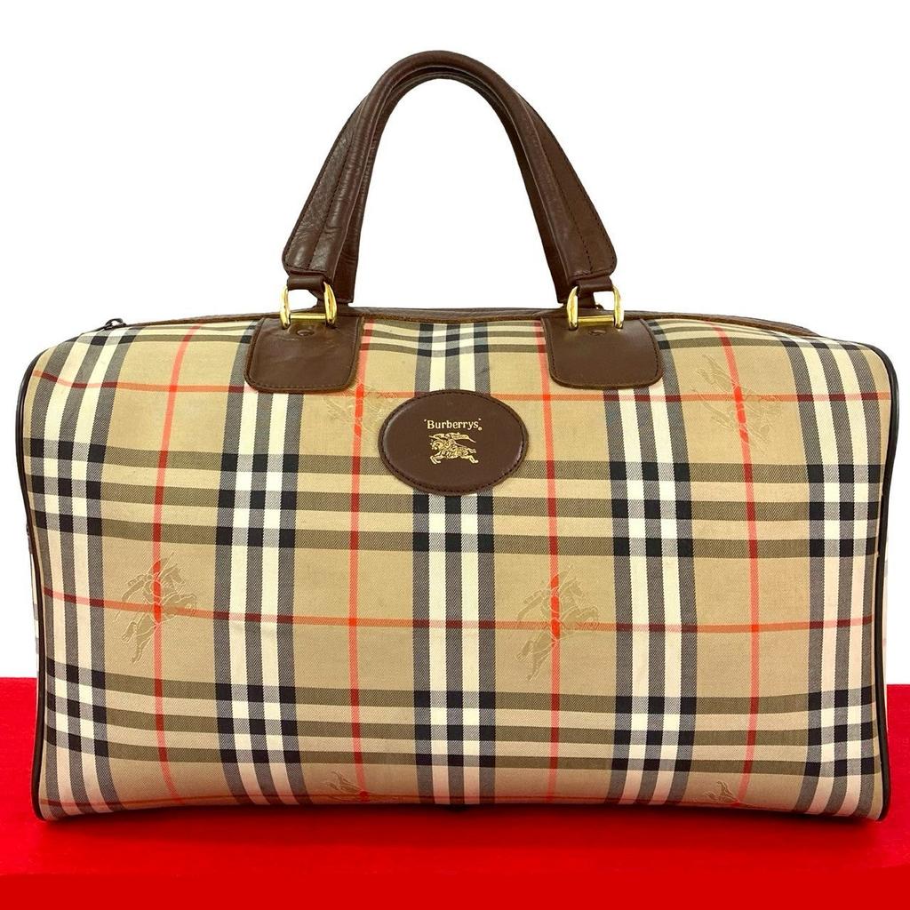 Burberry s Nova Check Canvas Leather Boston Bag