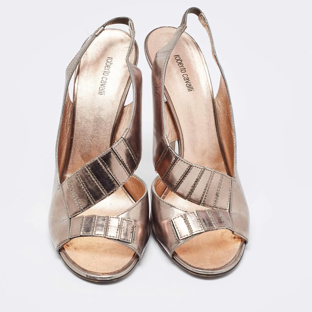 Roberto Cavalli Roberto Cavalli Metallic Grey Leather Slingback Sandals Size 39 3