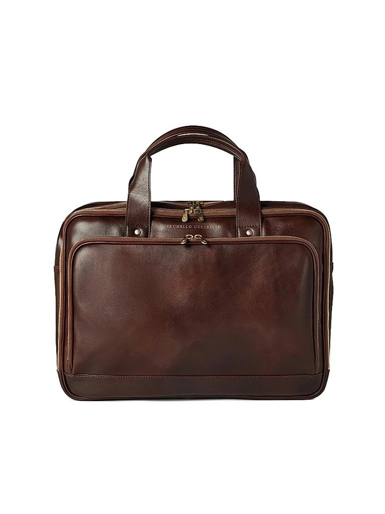 Brunello Cucinelli Calfskin Briefcase with Zipper
