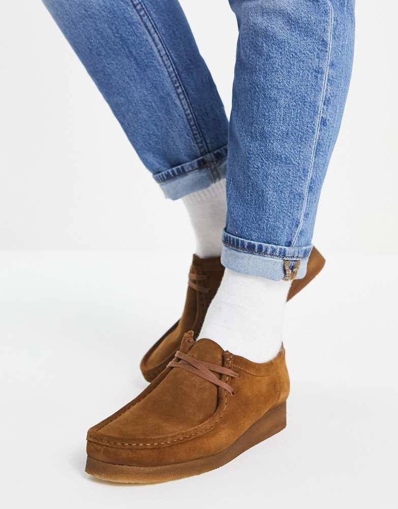 Shop Clarks Originals wallabee shoes in cola suede on Sale at