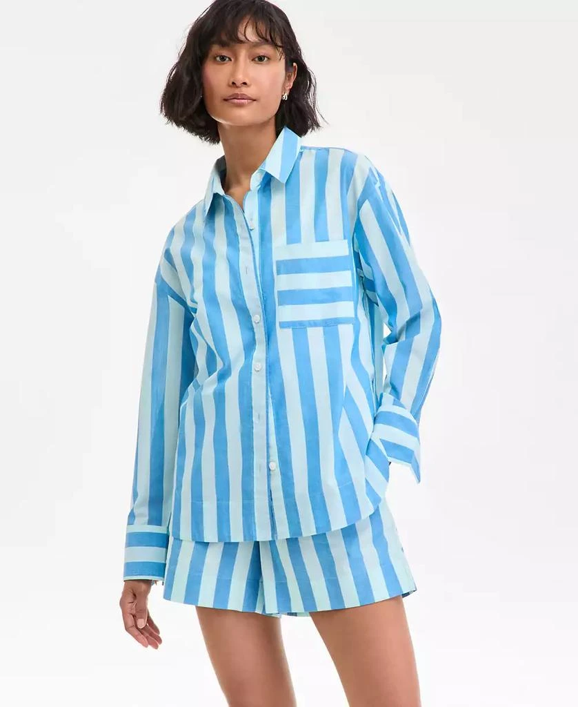 Women's Striped Long-Sleeve Shirt, Exclusively at Macy's  On Sale Now with  Up to 71% Off | Discover Exclusive Deals & Savings at BeyondStyle   Authentic On 34th top|women's fashion|tops with Limited-Time