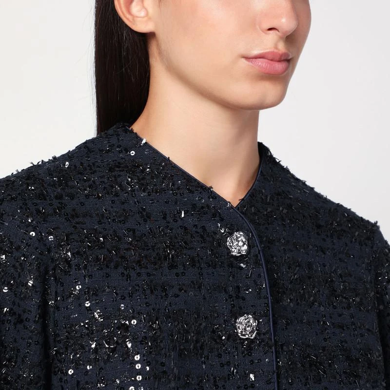 ROTATE Birger Christensen Navy blue BouclÃ© jacket with sequins 4