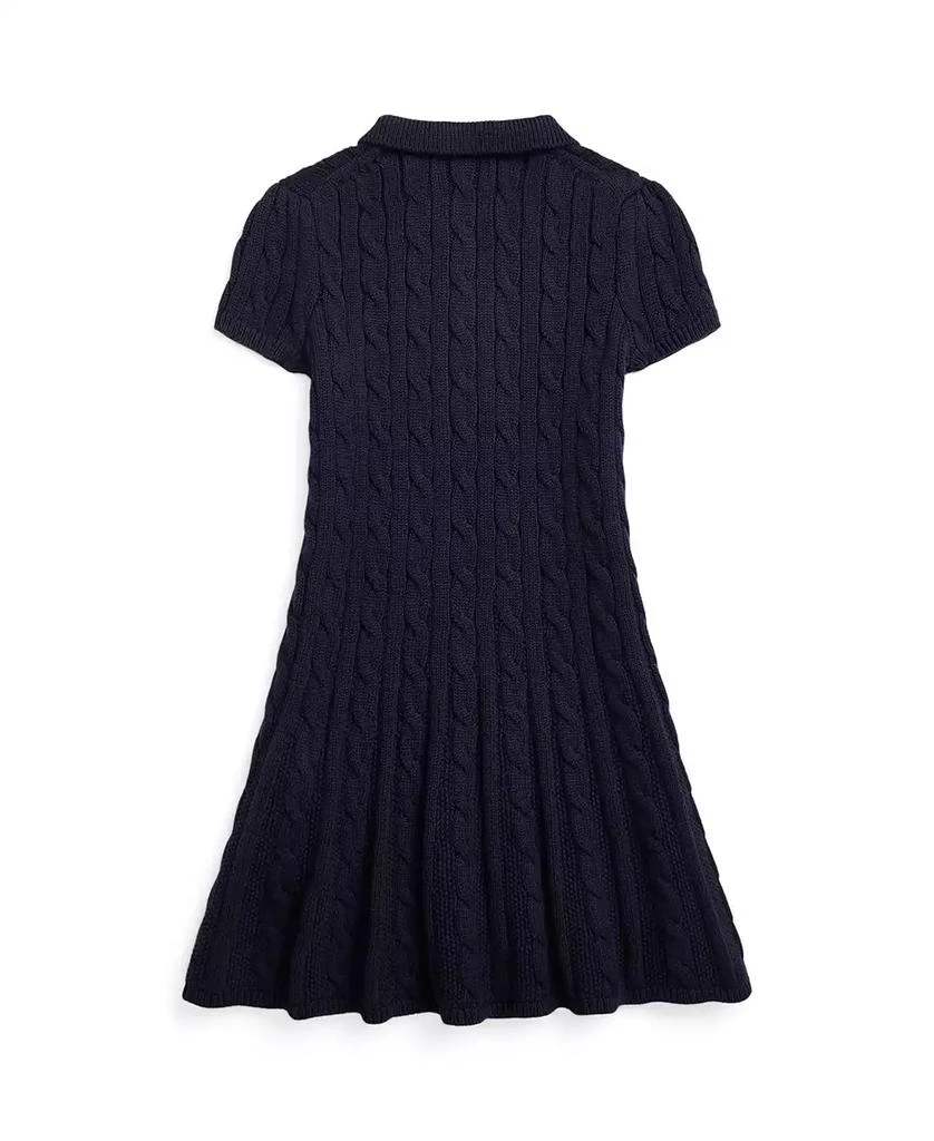 Polo Ralph Lauren Toddler and Little Girls Cable-Knit Cotton Polo Sweater Dress - RL Navy W/ Prch Cream - Size 5