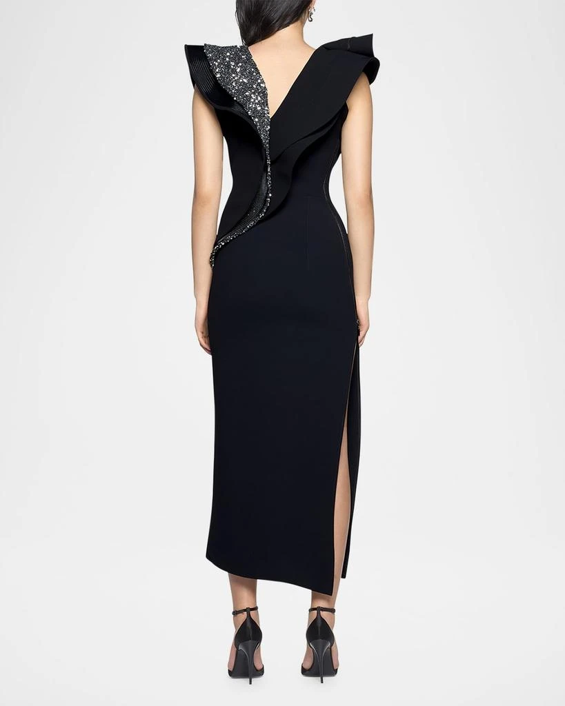 Maticevski Revive Wave Sequined-Ruffle Slit Midi Dress 3