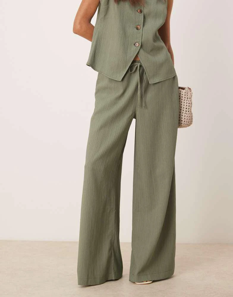 ASOS ASOS DESIGN crinkle palazzo trousers co-ord in olive 5