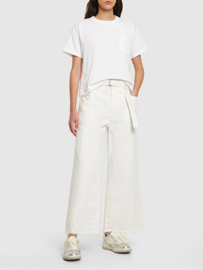 SACAI High Rise Belted Denim Wide Jeans 3