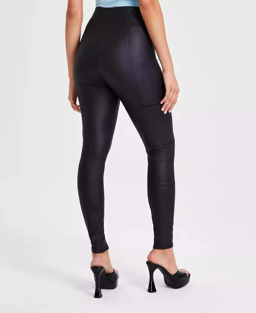 Bar III Women's Coated Zipper-Pocket Leggings, Created for Macy's 2