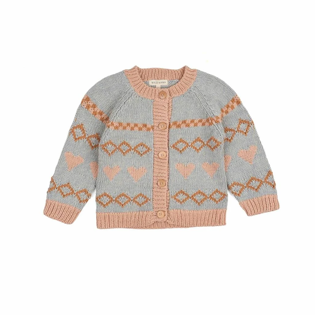 Wild Wawa Wild Wawa - Kids' Intarsia Hearts Cardigan